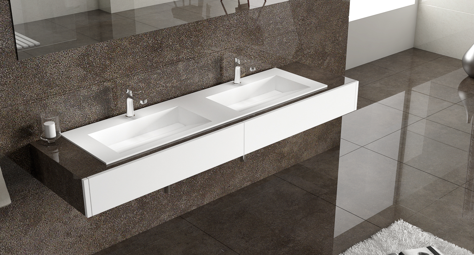 Italian Style Luxury Contemporary Stone Resin Vessel Sink Modern Art Sink matte White Lilya 1340030