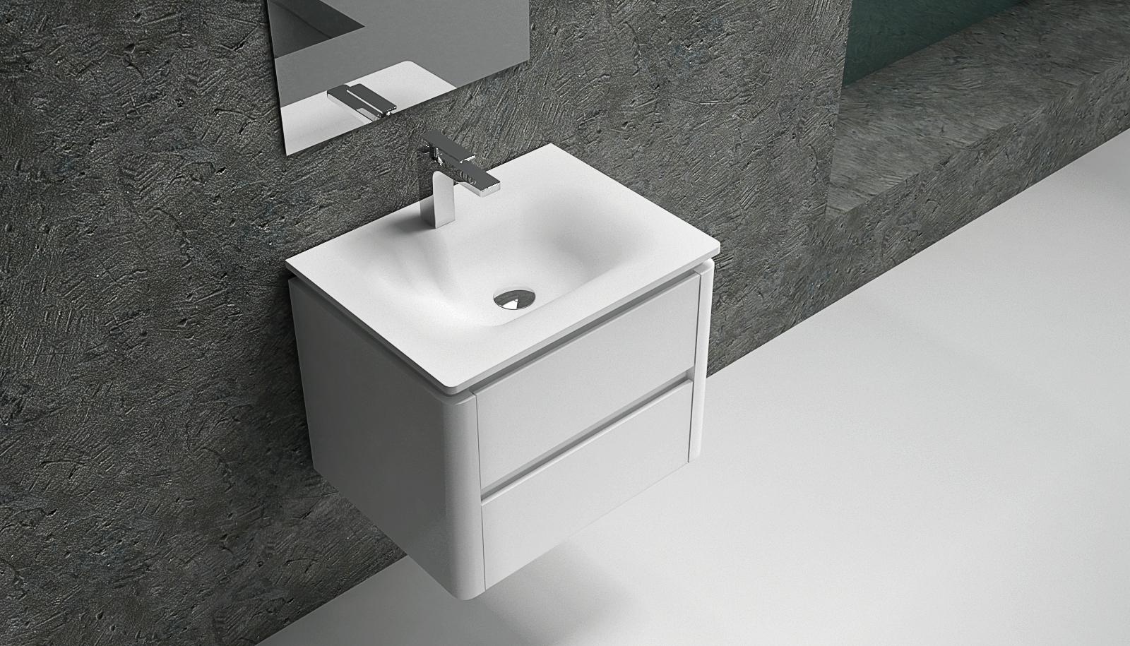 Italian Style Luxury Contemporary Stone Resin Vessel Sink Modern Art Sink matte White with Pop Up Drain Lilya 1320070