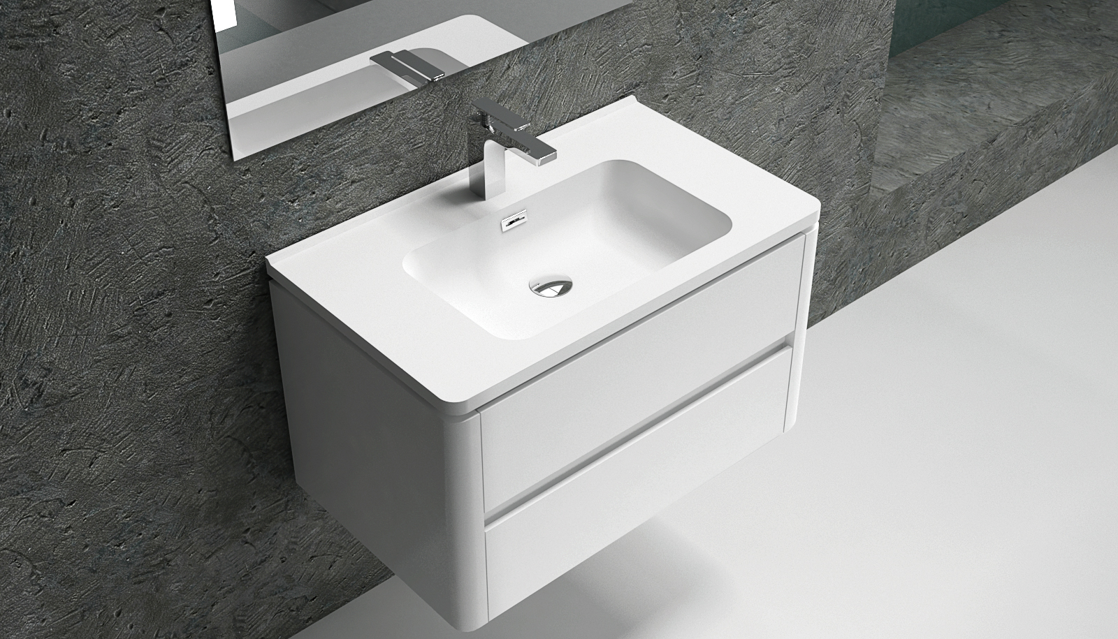 意大利风格奢华当代石材树脂容器水槽现代艺术水槽哑光白色带弹出式排水 Lilya 1320080