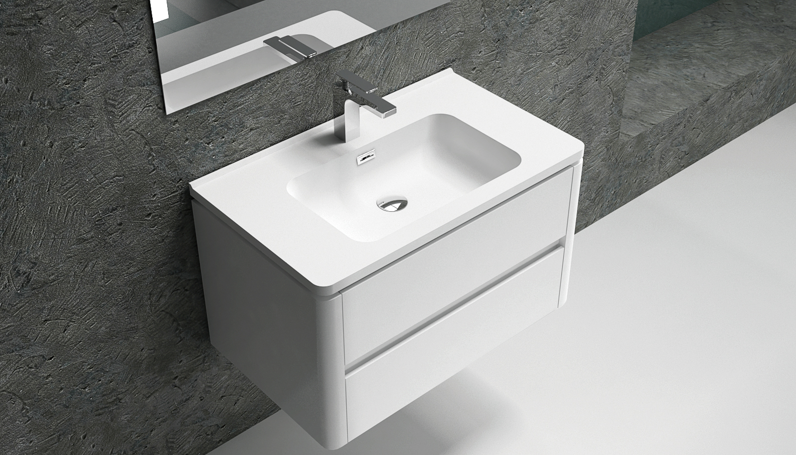 Italian Style Luxury Contemporary Stone Resin Vessel Sink Modern Art Sink matte White with Pop Up Drain Lilya 1320080