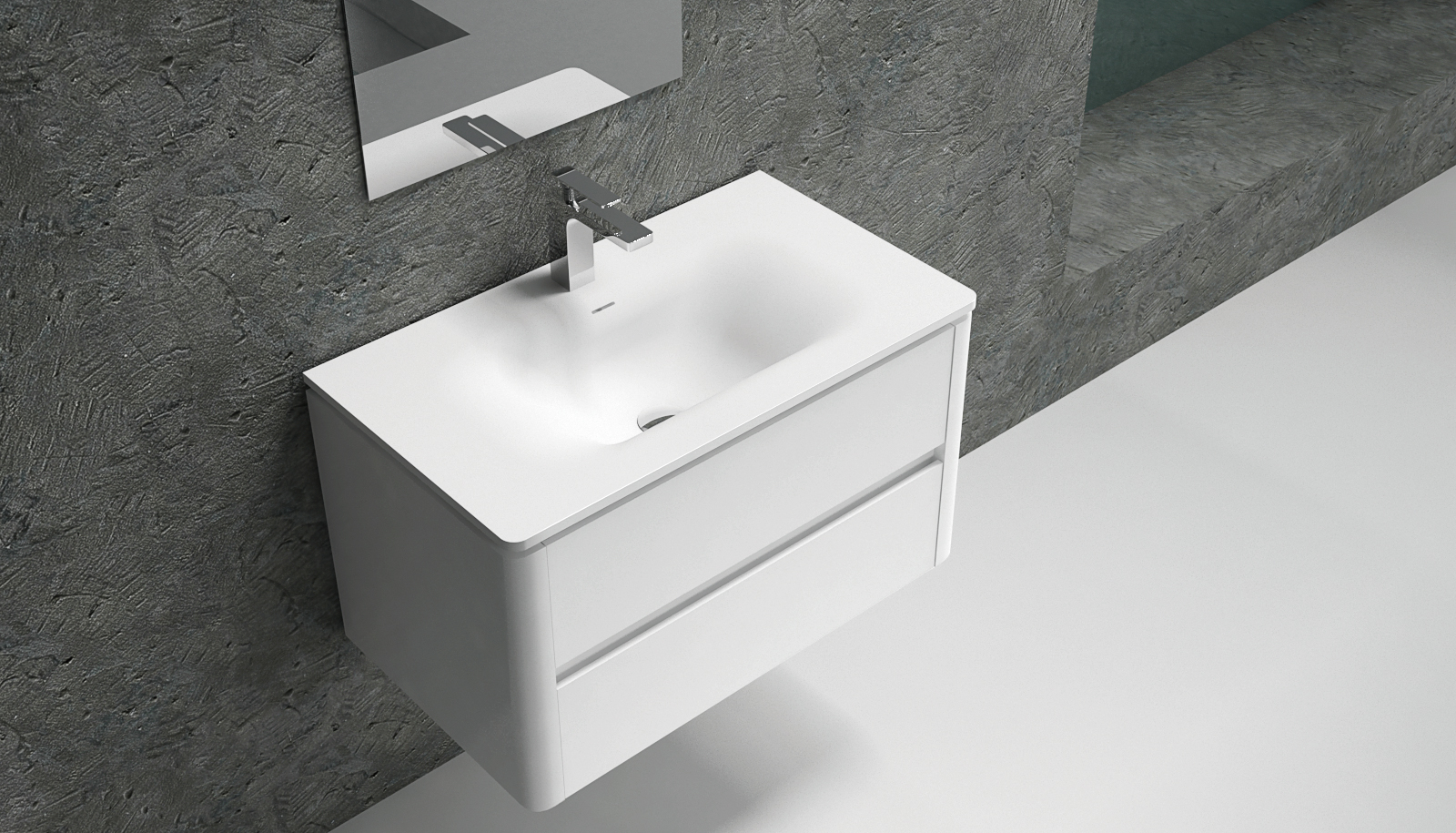 Italian Style Luxury Contemporary Stone Resin Vessel Sink Modern Art Sink matte White with Pop Up Drain Lilya 1320120