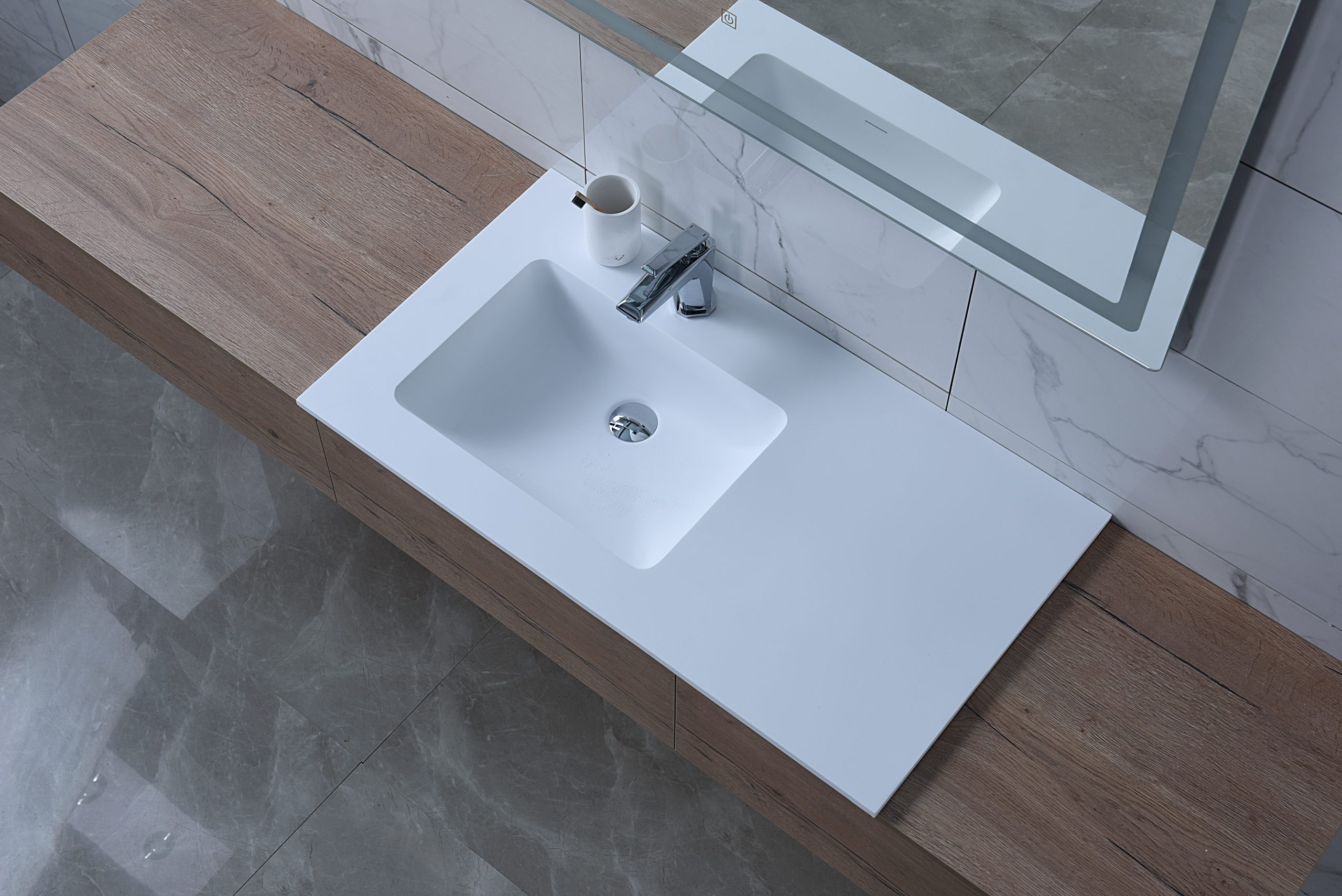 Italian Style Luxury Contemporary Stone Resin Vessel Sink Modern Art Sink matte White with Pop Up Drain Lilya 1320230