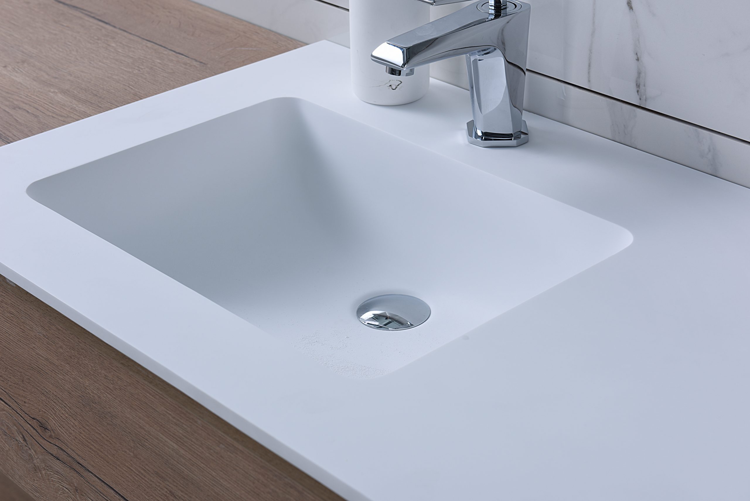 Italian Style Luxury Contemporary Stone Resin Vessel Sink Modern Art Sink matte White with Pop Up Drain Lilya 1320230