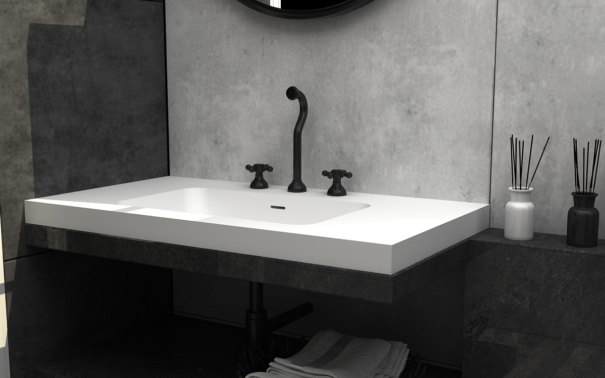 Italian Style Luxury Contemporary Stone Resin Wall Hang basin Modern Art Sink matte White LILYA 1520070