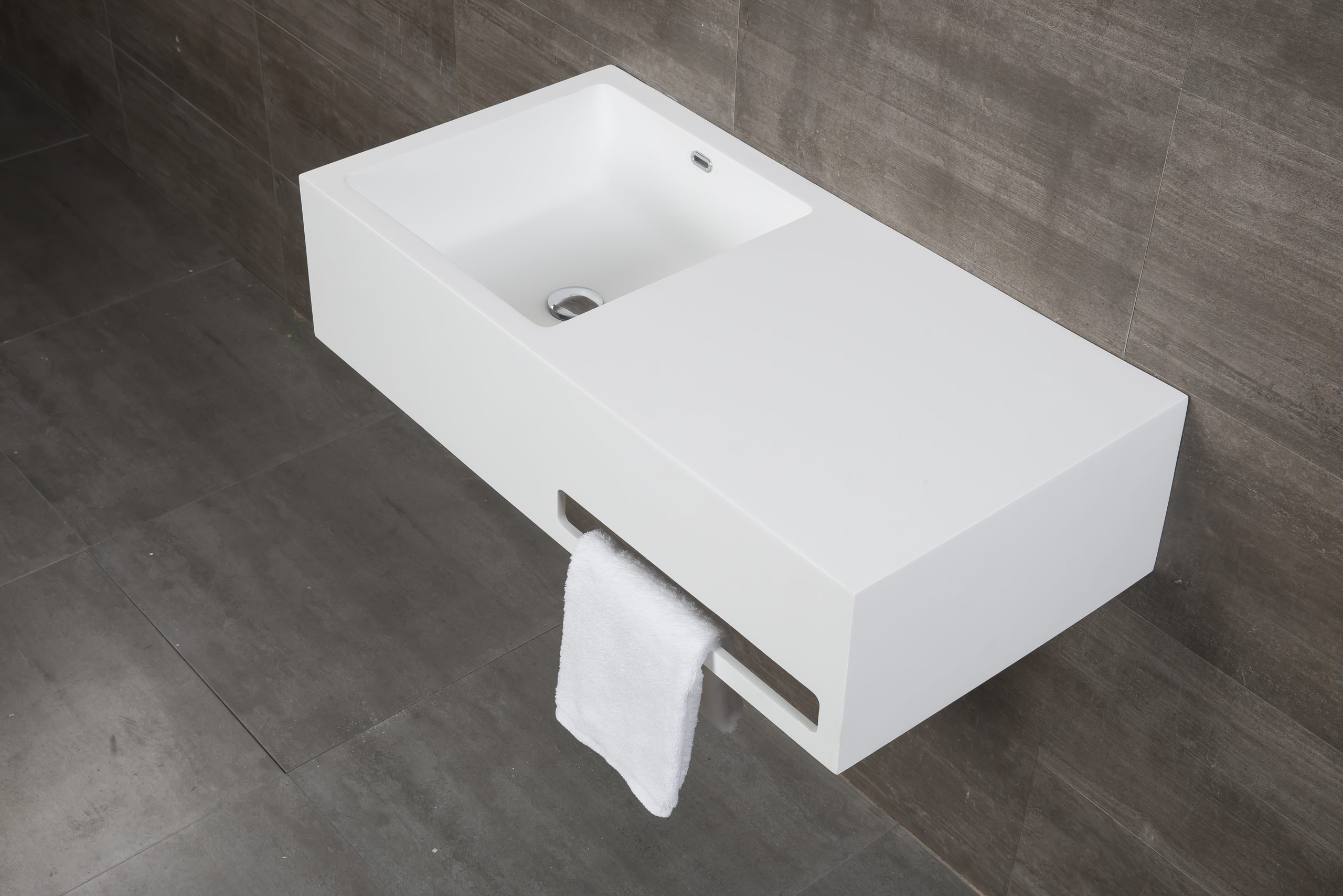 Italian Style Luxury Contemporary Stone Resin Wall Hang basin Modern Art Sink matte White LILYA 1520110