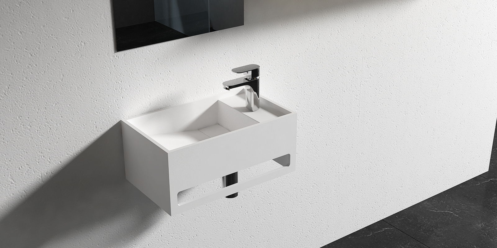 Italian Style Luxury Contemporary Stone Resin Wall Hang basin Modern Art Sink matte White LILYA 1520122