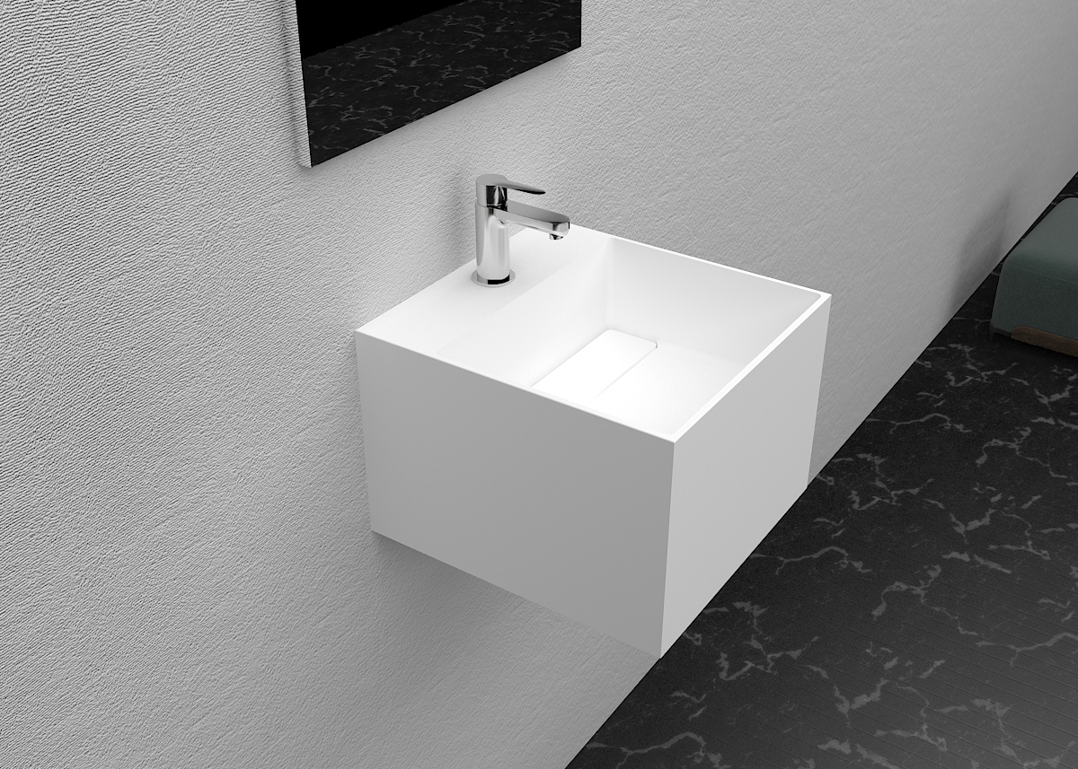 Italian Style Luxury Contemporary Stone Resin Wall Hang basin Modern Art Sink matte White LILYA 1520140