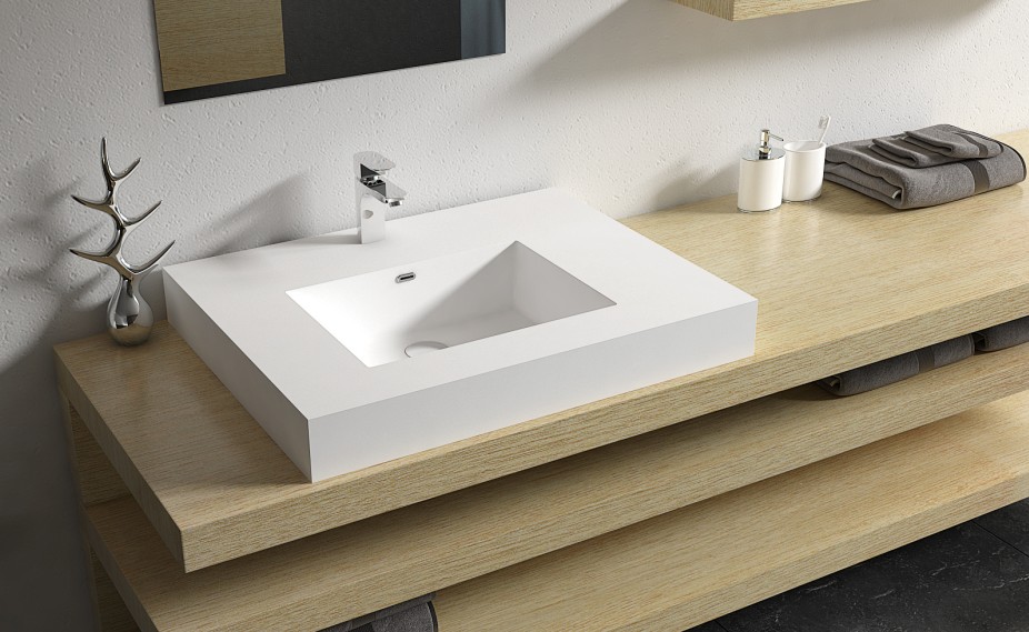 Italian Style Luxury Contemporary Stone Resin Wall Hang basin Modern Art Sink matte White LILYA 1520260