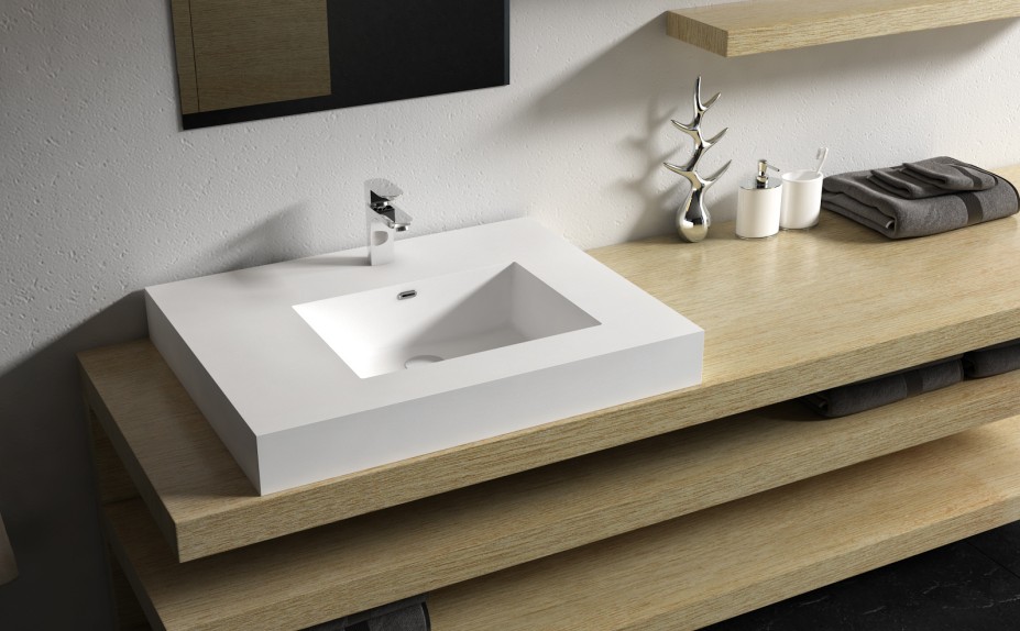 Italian Style Luxury Contemporary Stone Resin Wall Hang basin Modern Art Sink matte White LILYA 1520270