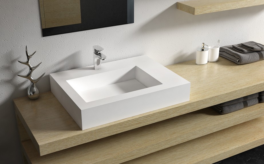 Italian Style Luxury Contemporary Stone Resin Wall Hang basin Modern Art Sink matte White LILYA 1520280