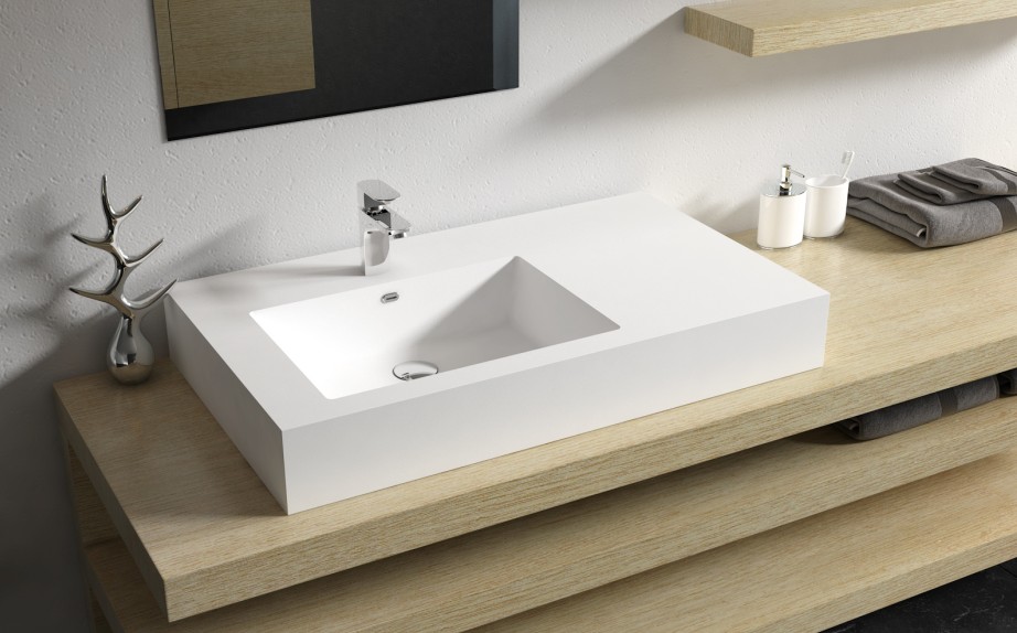 Italian Style Luxury Contemporary Stone Resin Wall Hang basin Modern Art Sink matte White LILYA 1520300