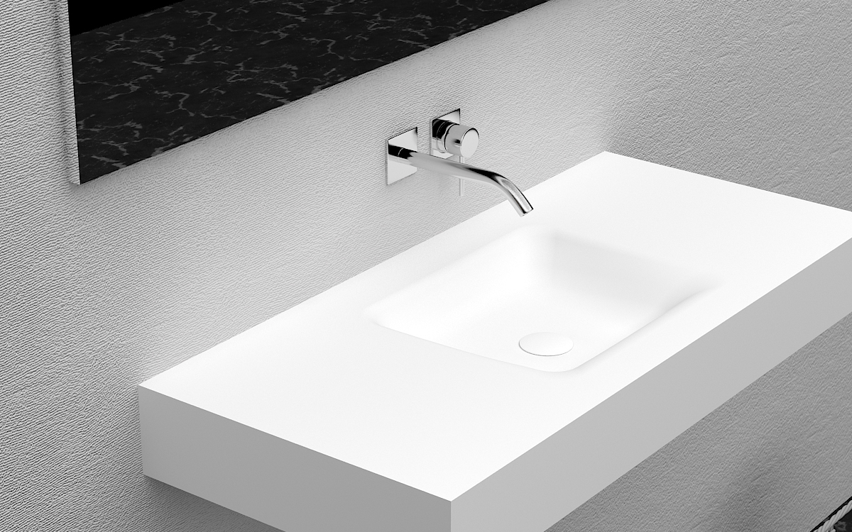 Italian Style Luxury Contemporary Stone Resin Wall Hang basin Modern Art Sink matte White LILYA 1520370