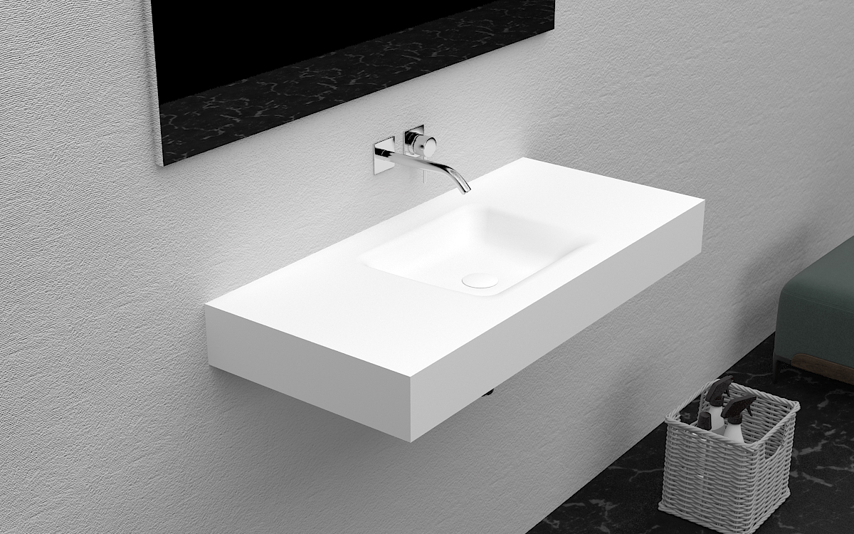 Italian Style Luxury Contemporary Stone Resin Wall Hang basin Modern Art Sink matte White LILYA 1520370