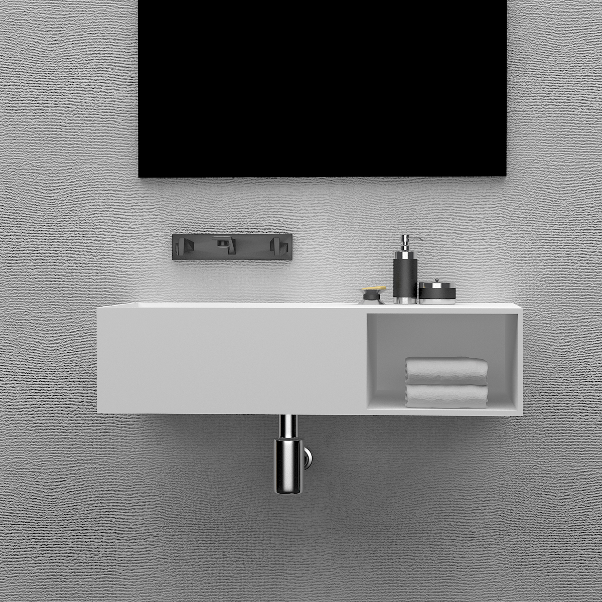 Italian Style Luxury Contemporary Stone Resin Wall Hang basin Modern Art Sink matte White LILYA 1520390