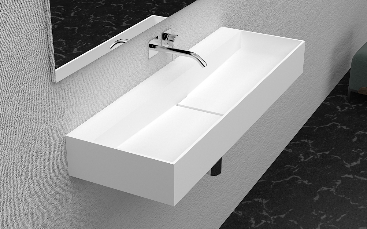 Italian Style Luxury Contemporary Stone Resin Wall Hang basin Modern Art Sink matte White LILYA 1520400