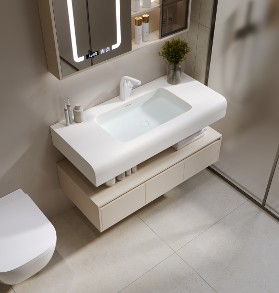 Italian Style Luxury Contemporary Stone Resin Vessel Sink Modern Art Sink matte White Lilya 1530340