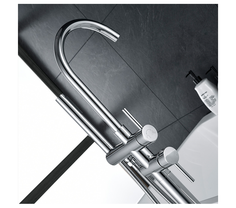 Freestanding bathtub faucet Chrome-plated brass floor-to-ceiling bathroom faucet with hand shower PY601