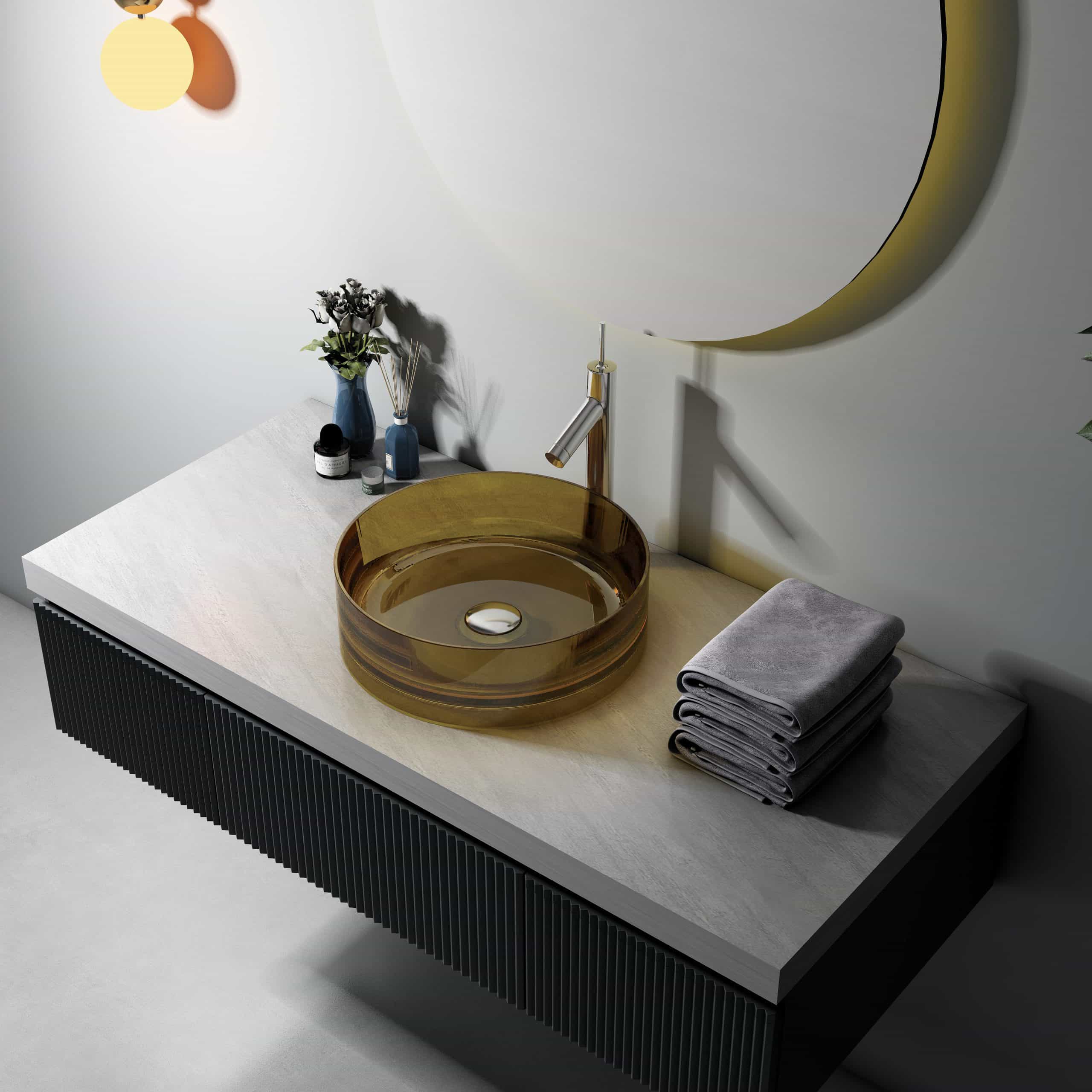 Italian Style Luxury Contemporary Resin Vessel Sink Modern Art Sink matte with Pop Up Drain BW-2018