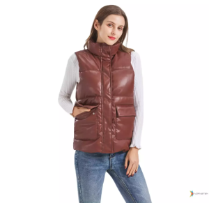 Women's Leather Down Vests3