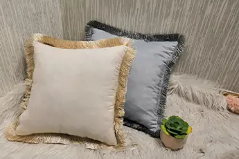 Faux Fur Cushion With Fringes