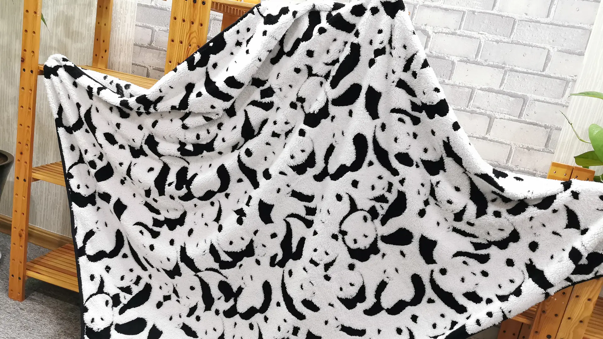 Panda Jacquard Sherpa Blanket