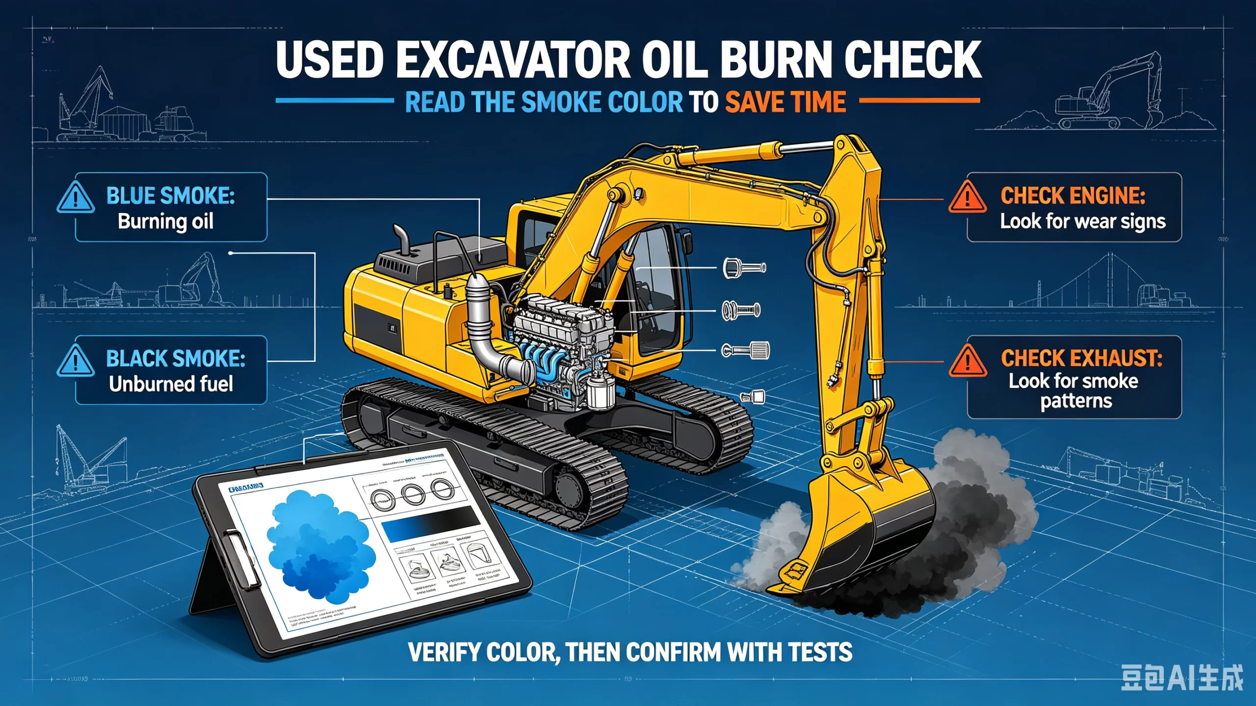 Engine Smoke: Blue or Black? The “Quick-Grow” Guide to Diagnosing Oil Burning in Used Excavators
