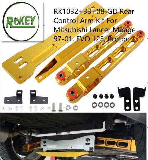RK1032+33+08-GD Rear Control Arm Kit For Mitsubishi Lancer Mirage 97-01, EVO 123, Proton