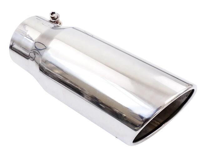 Exhaust Tip 5" Inlet to 6" Outlet, 15" Overall Length, Bolt On Exhaust Tailpipe Tip Polished