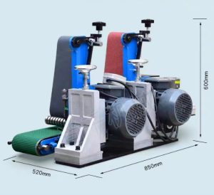 For small flat metal plate material deburred ,brushed and polished Using sand belt and scotch brite wheel to get the best finish The standard available width is 100mm, 150mm, or customized. Feeding motor, stable speed, 8m/min Abrasive belt speed:15m/s,adjustable speed The height (grinding thickness) can be adjusted up to 80mm