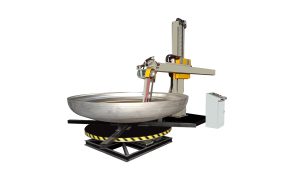 CNC polishing machine in action improving manufacturing precision