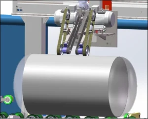 Two sets of belt grinding heads grinding at the same time