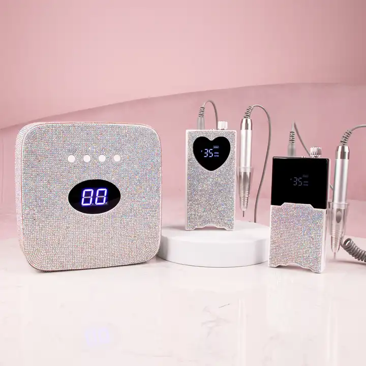 Máquina de lámpara de uñas LED UV de gel inalámbrico Diamond 54W con juego de taladro de uñas inalámbrico profesional de 35K