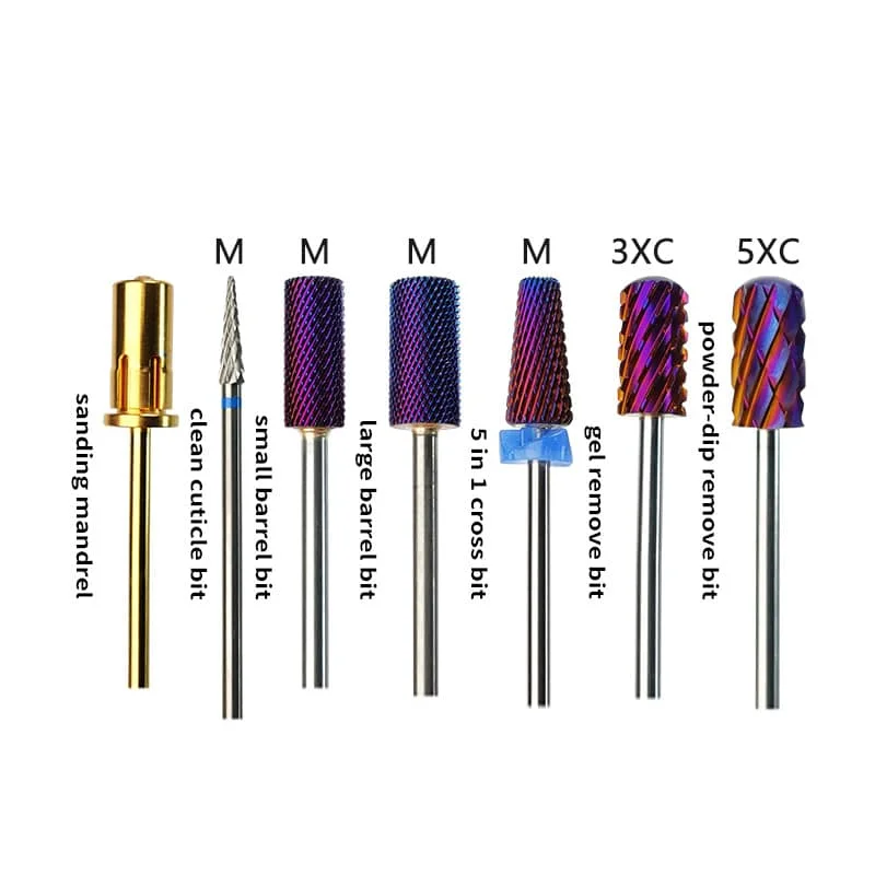 Purple Golden Professional Nail E File Drill Bits Set for Electric Manicure Pedicure