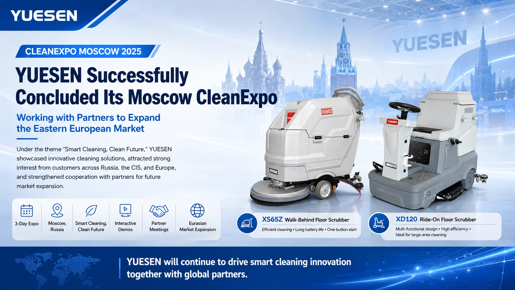 YUESEN successfully concluded its Moscow CleanExpo, working with partners to expand the Eastern European market.