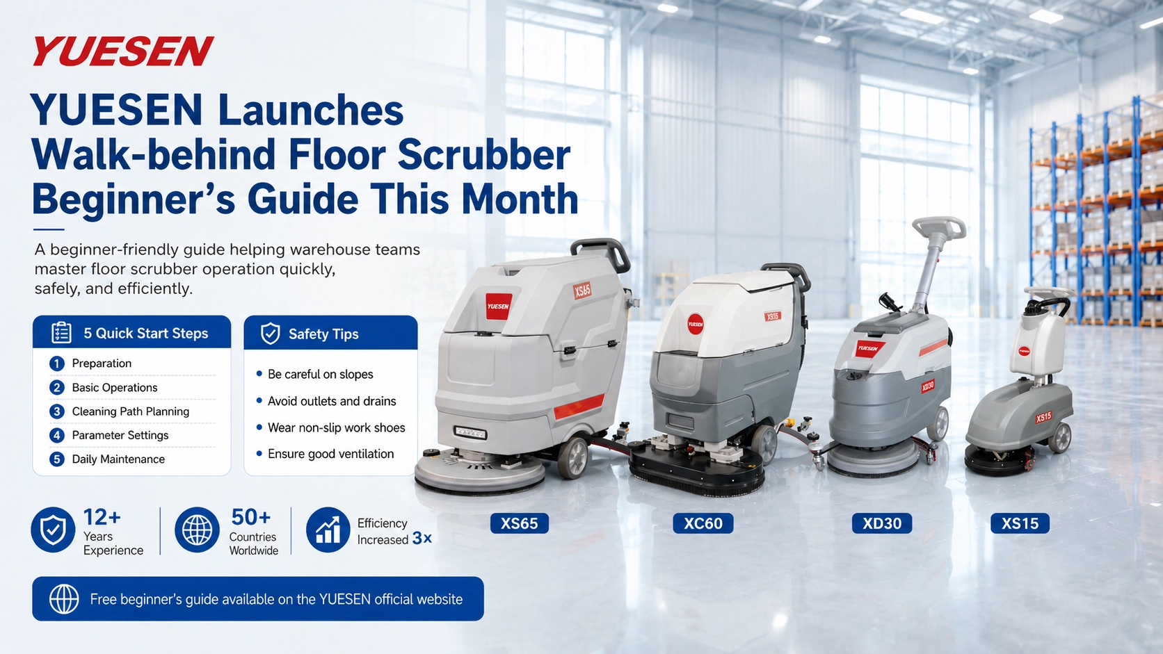 YUESEN Launches Walk-behind Floor Scrubber Beginner’s Guide This Month