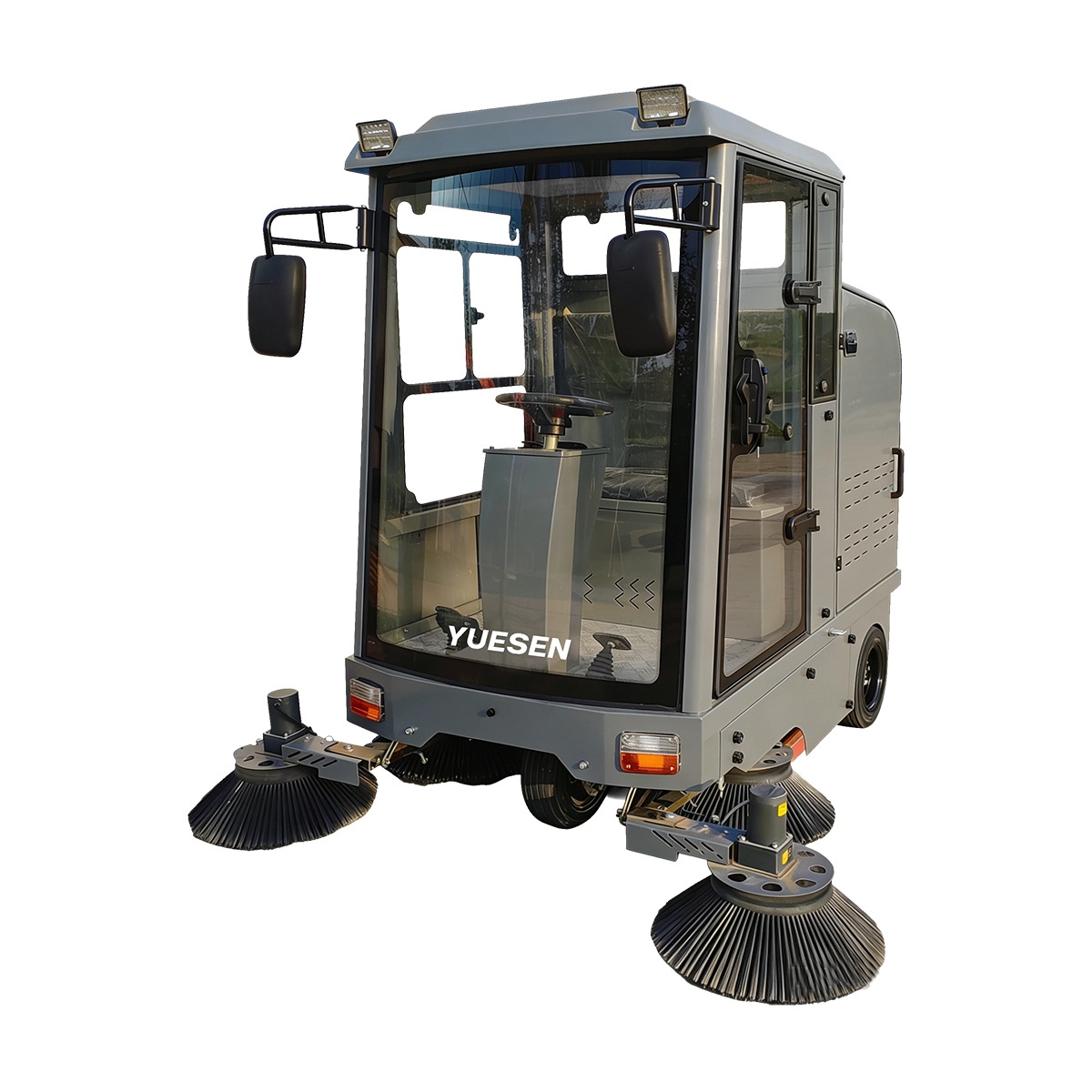 YUESEN Fully enclosed Industrial Electric Ride-on Road Sweeper – Cleaning path 1,900 mm – Up to 12,000 m²/h