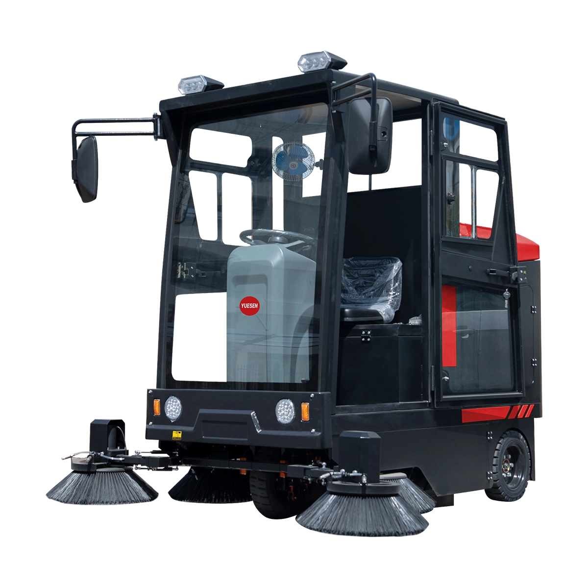 YUESEN Mid-Size Fully enclosed Industrial Electric Ride-on Road Sweeper – Cleaning path 1,950 mm – Up to 13,000 m²/h