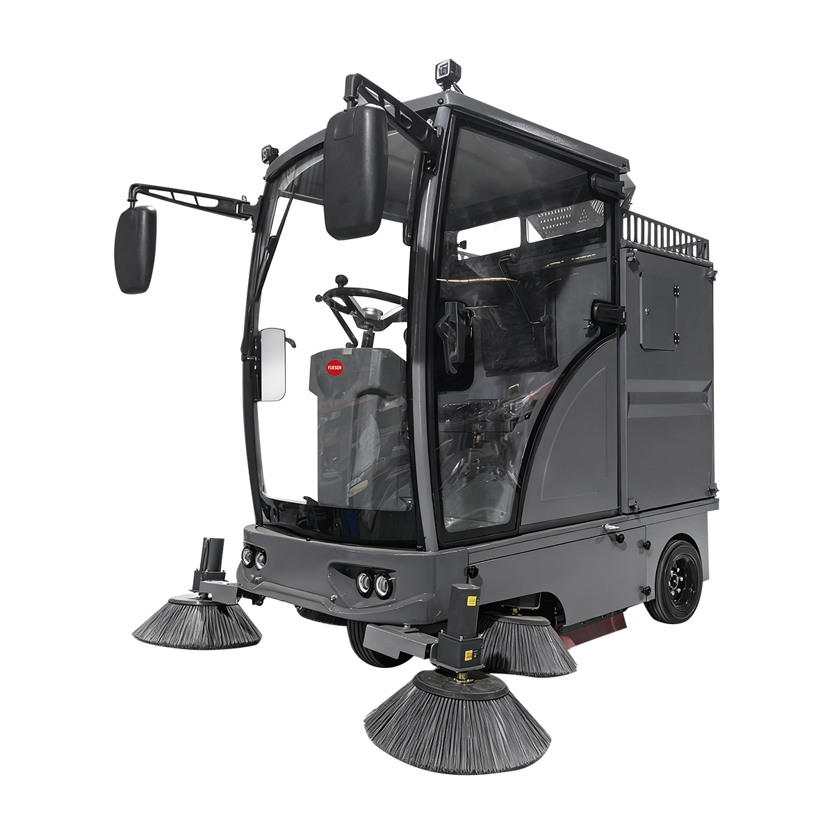 YUESEN Mid-Size Fully enclosed Industrial Electric Ride-on Road Sweeper – Cleaning path 2,100 mm – Up to 16,000 m²/h
