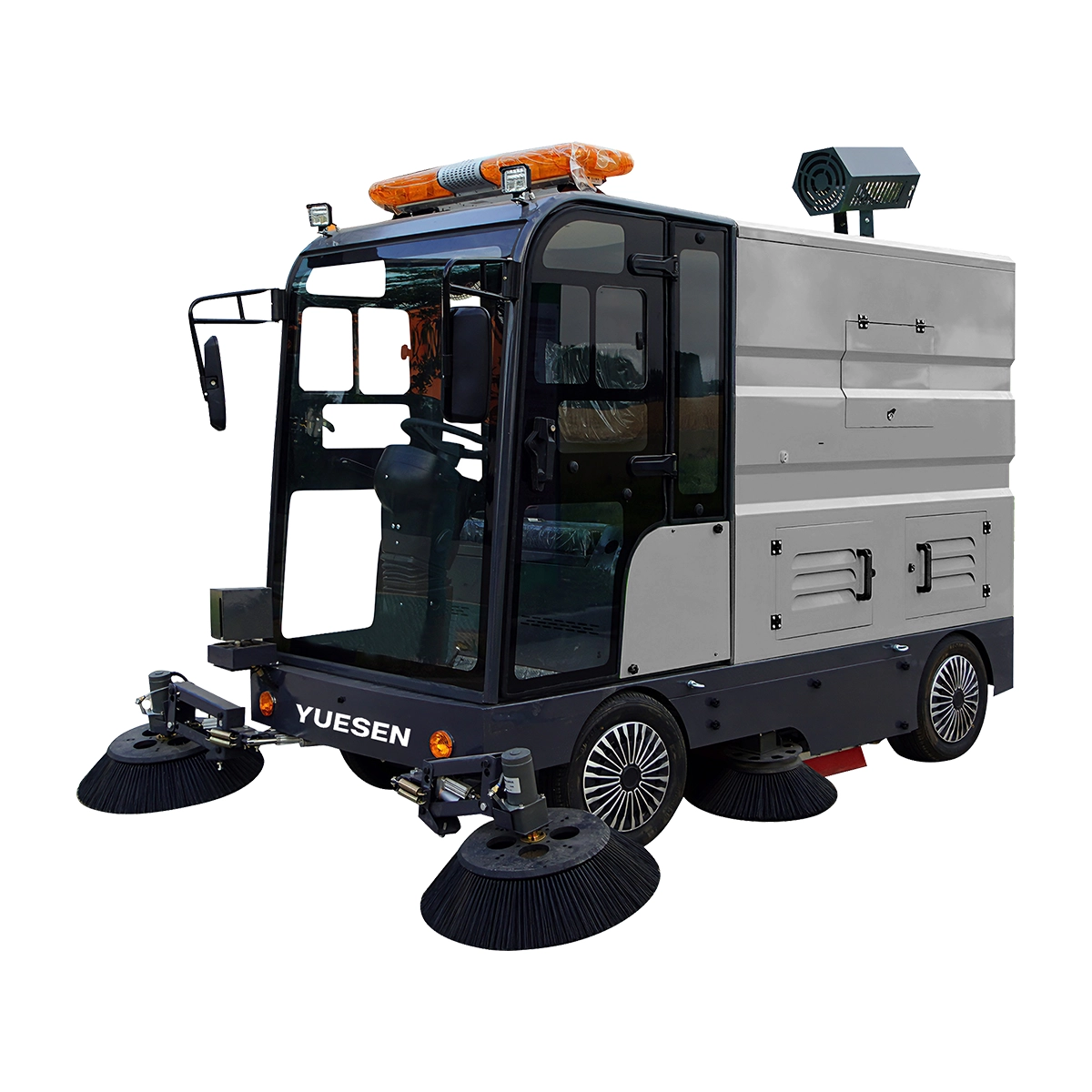 YUESEN Large fully enclosed ride-on sweeper with Battery | YS-S2500 26,000 m²/hr