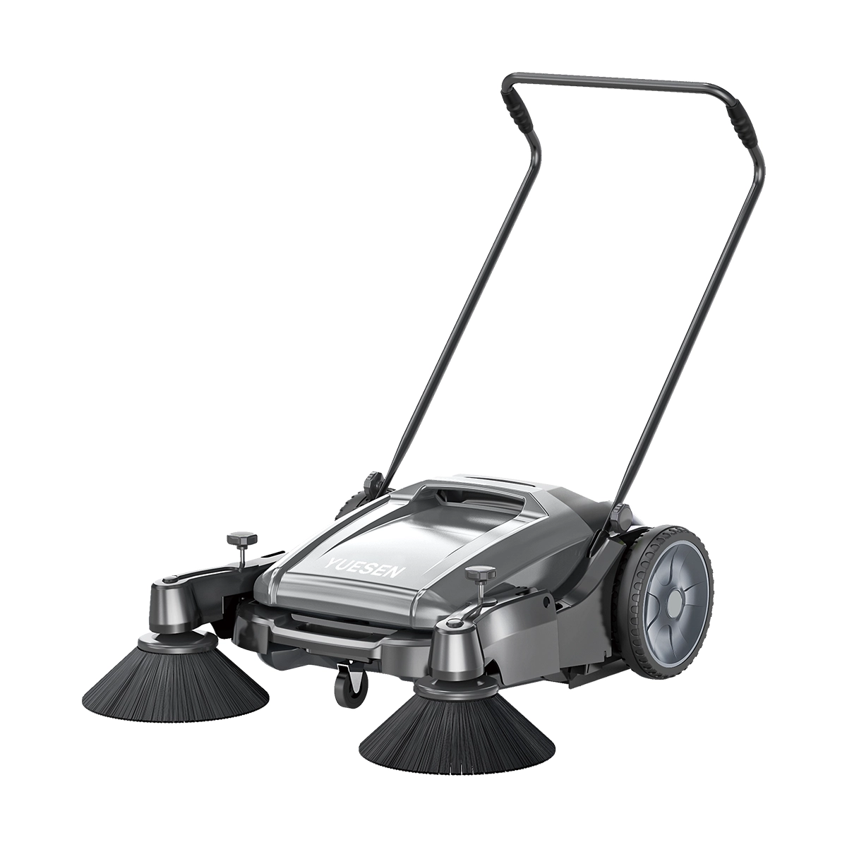YUESEN Triple Brush Walk-behind Floor Sweeper – No need for gasoline or electricity – Cleaning path 920 mm – Up to 2,800 m²/hr