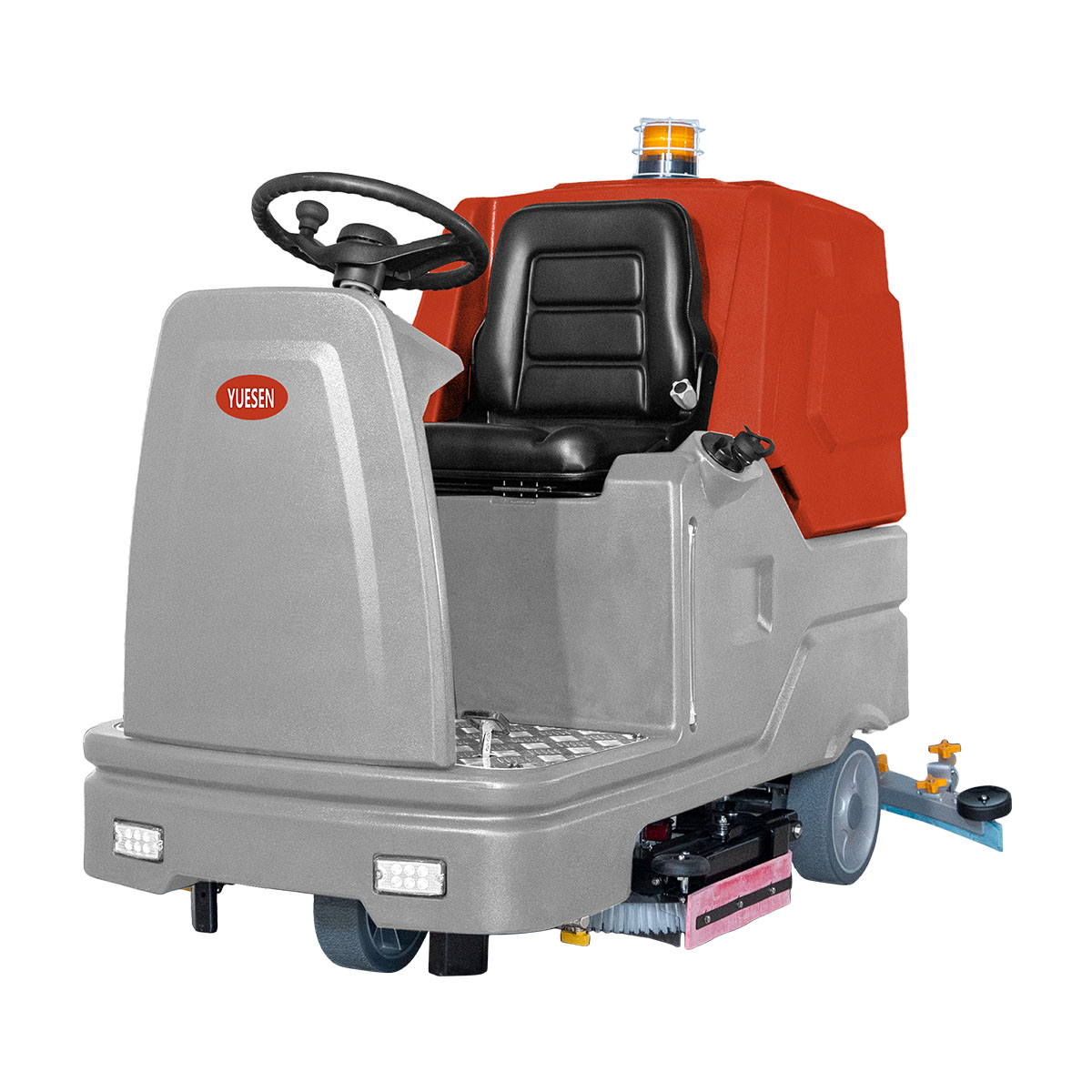 Ride-on floor scrubber