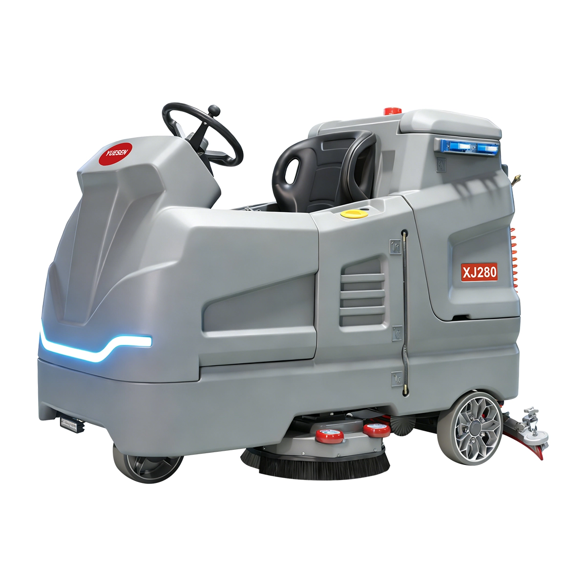 YUESEN Large 19″ Double Brush Ride-on Floor Scrubber Machine with Battery | YS-XJ280 10,000 m²/hr